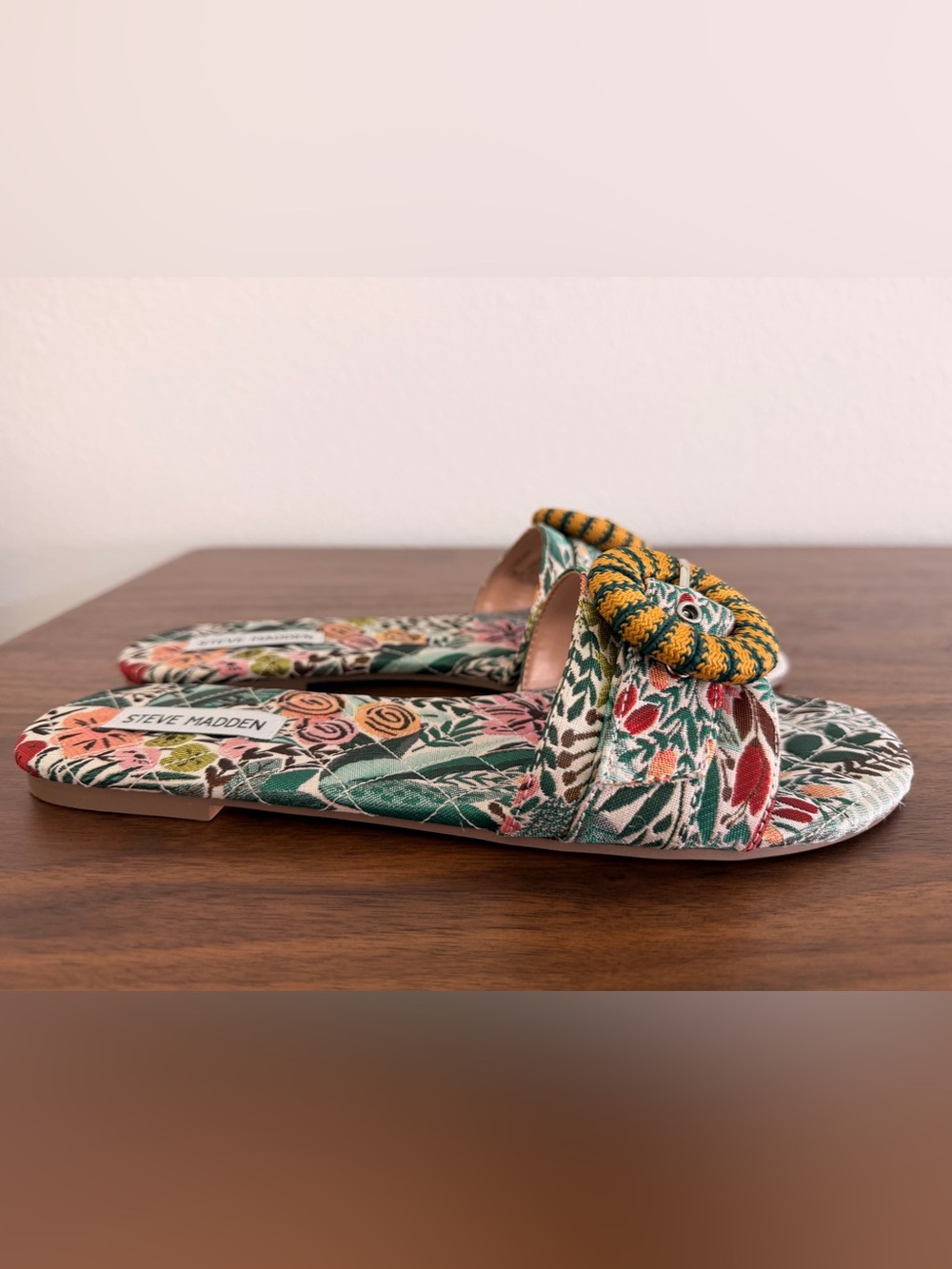 Steve Madden Multicolor Floral Slide Sandals with Buckle - Picture 3 of 4